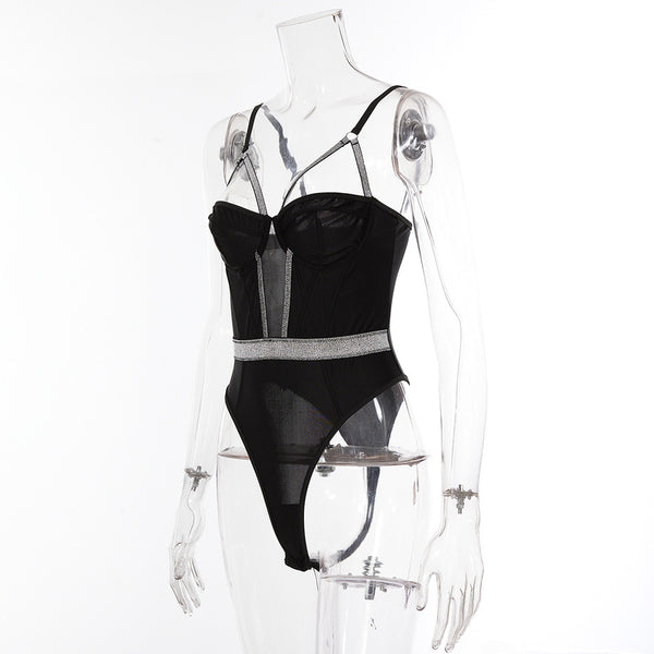 Black Sexy Jumpsuit Hollow Underwear-Side View