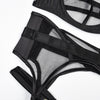 Black Temptation Mesh Bra & Panty Set with Garter Panty Details