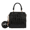 BOLSO DE MANO CUADRADO CON LOGOTIPO EN RELIEVE (NEGRO)