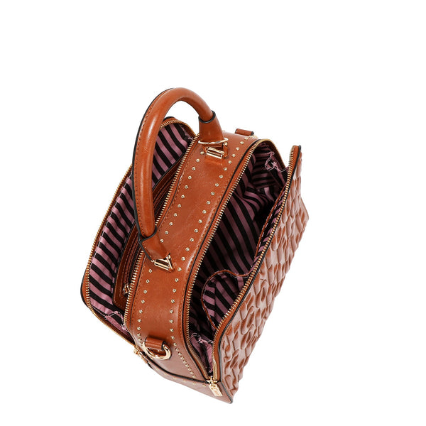 BOLSO DE MANO CUADRADO CON LOGOTIPO EN RELIEVE (NEGRO)