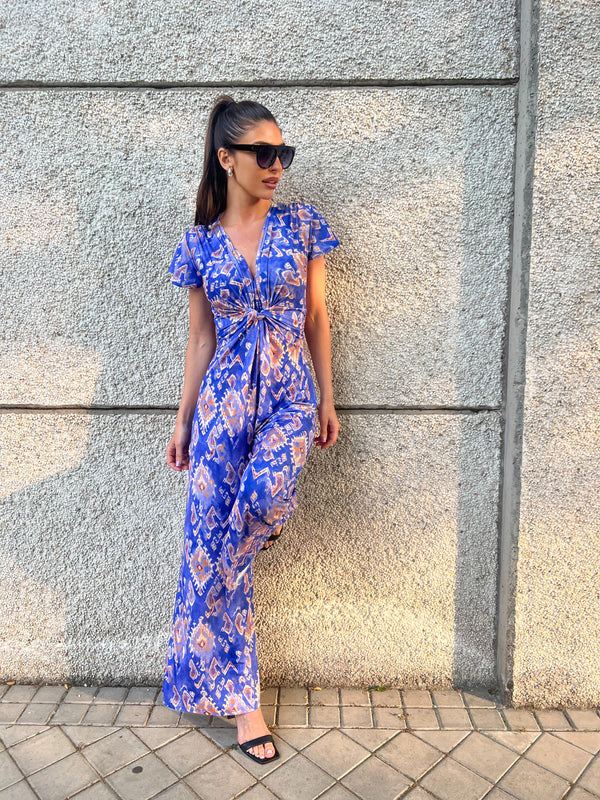 Mono nudo manga corta estampado fondo azul