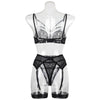 Intrigue Lace Bra and Suspender Lingerie Trio Back View