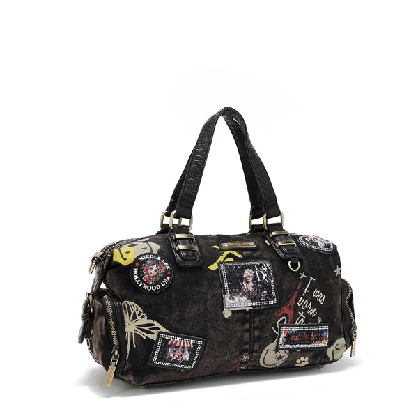 BOLSO MEDIANO DE MANO DE TELA VAQUERA MARRON