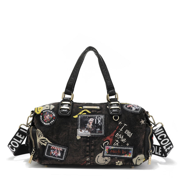 BOLSO MEDIANO DE MANO DE TELA VAQUERA MARRON