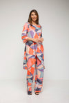 Conjunto de túnica larga estampada y pantalón color coral