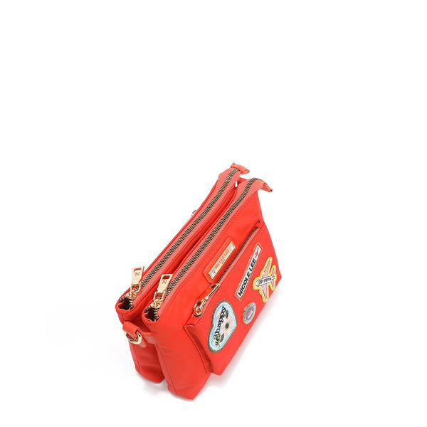 BOLSO CRUZADO ACORDEÓN CON PARCHES DE COLORES (Naranja)