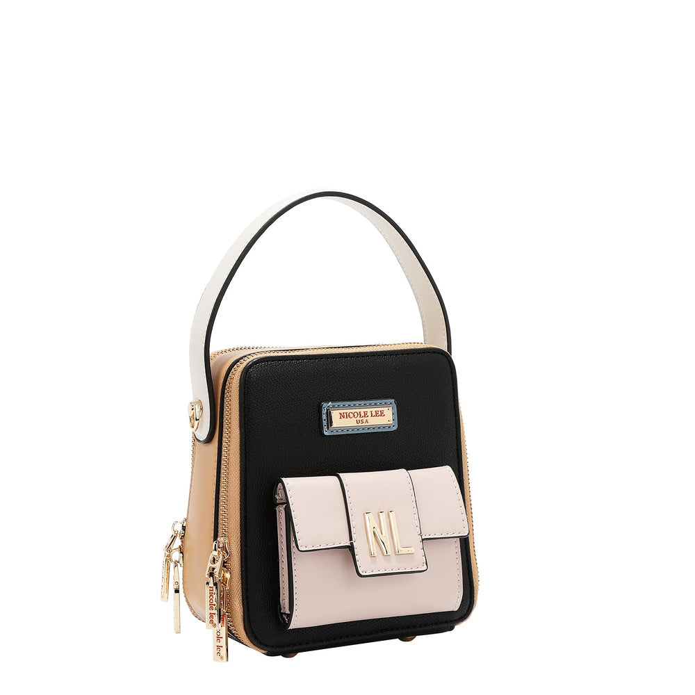 BANDOLERA CON BOLSILLO Y BLOQUES DE COLOR (NEGRO)