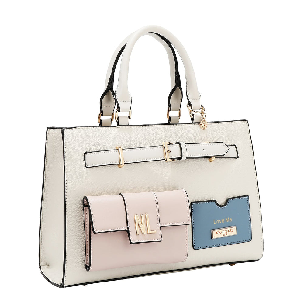 BOLSO DE BOLSILLO CON BLOQUES DE COLOR (BLANCO)