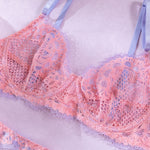 Wholesale Intimate Lingerie Set with Sexy Hollow Lace in Pink Bra Details