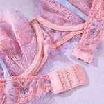 Wholesale Intimate Lingerie Set with Sexy Hollow Lace in Pink Bra Show